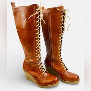Dr. Martens Leanne 20 Eyelet Knee High Wedge Heel Leather Boots Women 8